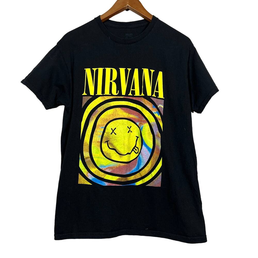 Nirvana Smiley Graphic Tee Repro Black Short Sleeve - L